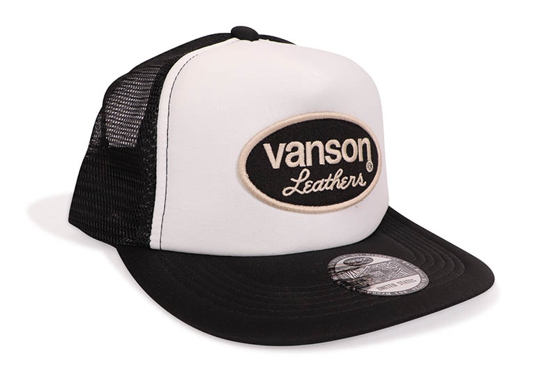 VANSON LEATHERS OVAL LOGO TRUCKER HAT (NVCP-001:WHITE)