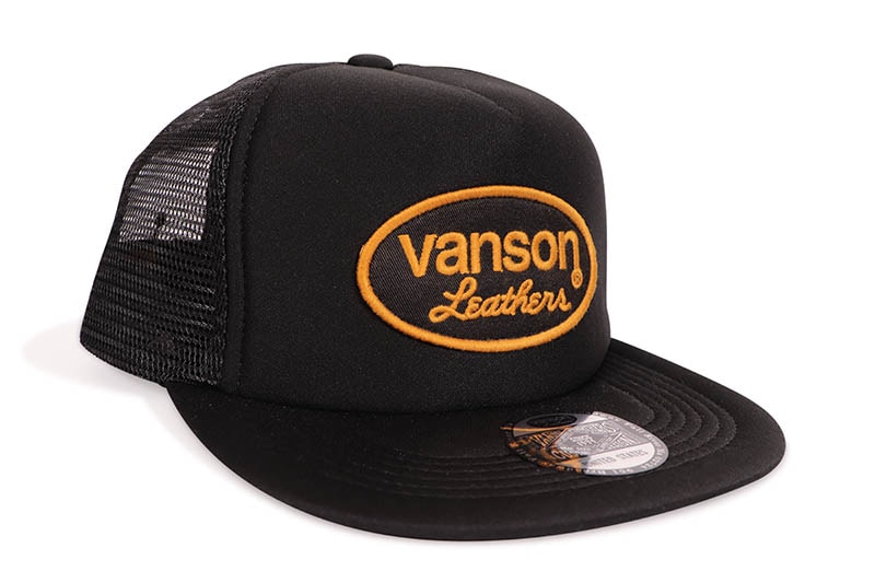 VANSON LEATHERS OVAL LOGO TRUCKER HAT (NVCP-001:BLACK)