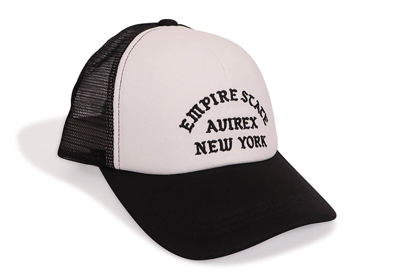 AVIREX VARSITY LOGO TWILL MESH CAP (81580500-01:WHITE/BLACK)