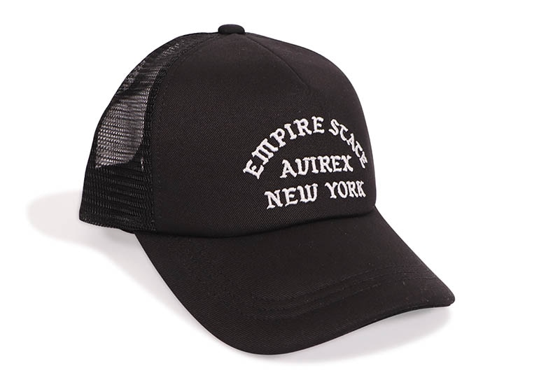 AVIREX VARSITY LOGO TWILL MESH CAP (81580500-80:BLACK/BLACK)