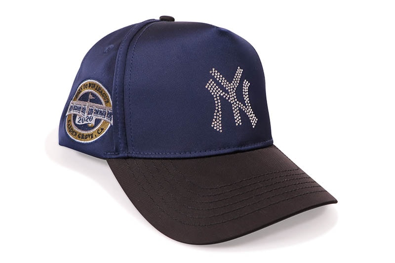 REFERENCE NY CRYSTALS HAT (NAVY SATIN/BLACK) REF734 | Brand,M-R