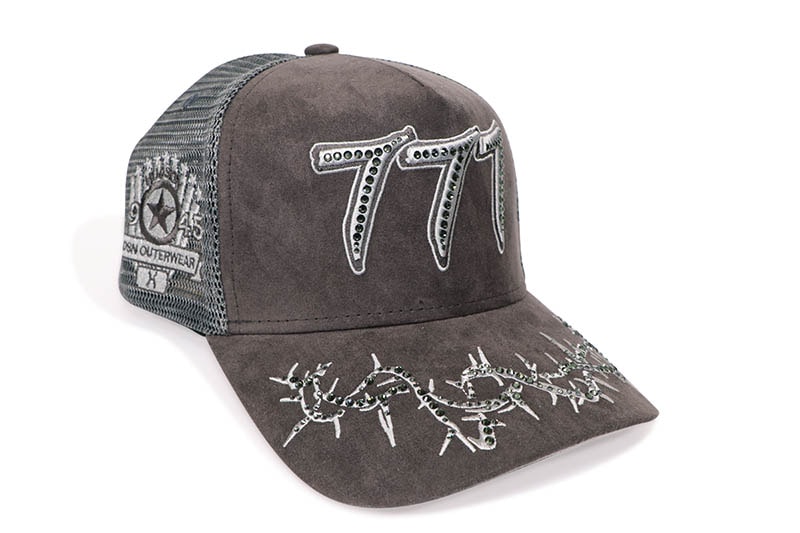 HUDSON OUTERWEAR V2 DIAMOND 777 SUEDE TRUCKER HAT (CD0361:GREY