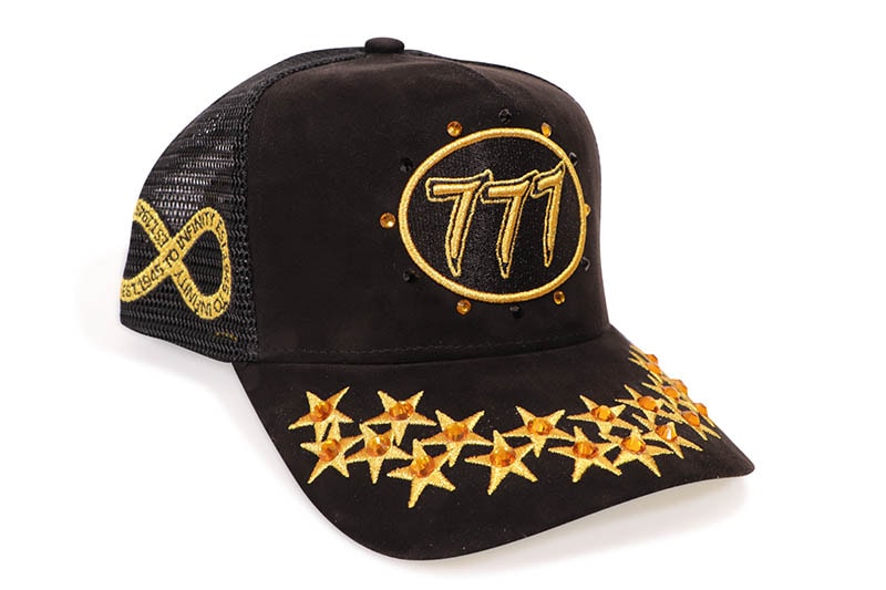 HUDSON OUTERWEAR DIAMOND 777 SUEDE TRUCKER HAT (CD0351:BLACK/GOLD)