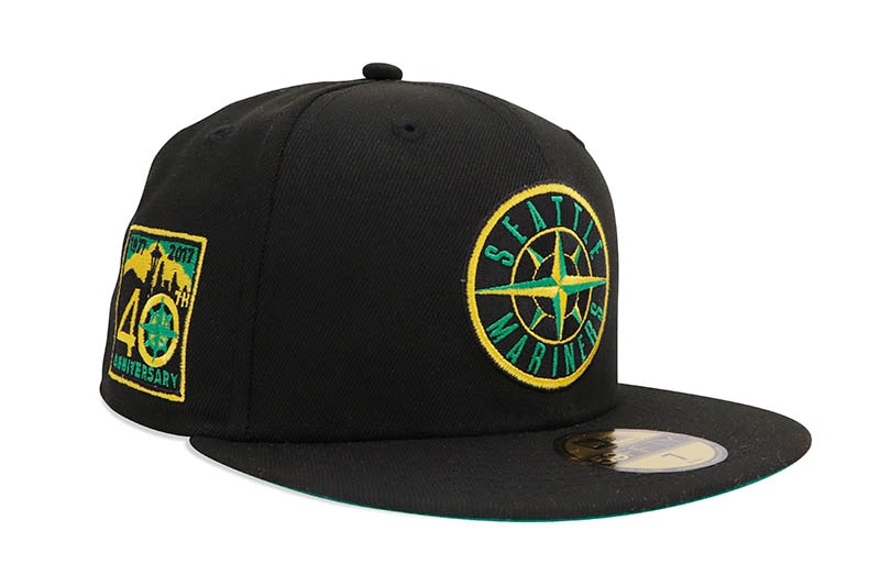 NEW ERA SEATTLE MARINERS 59FIFTY FITTED CAP (40TH ANNIVERSARY CUSTOM SIDE PATCH/GREEN UNDER VISOR/BLACK) 70791921