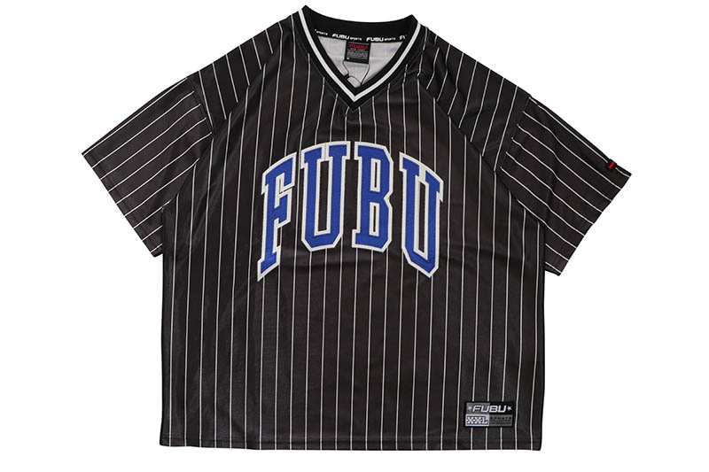 FUBU PATCH V NECK T-SHIRTS (FAM-61717:BLACK)