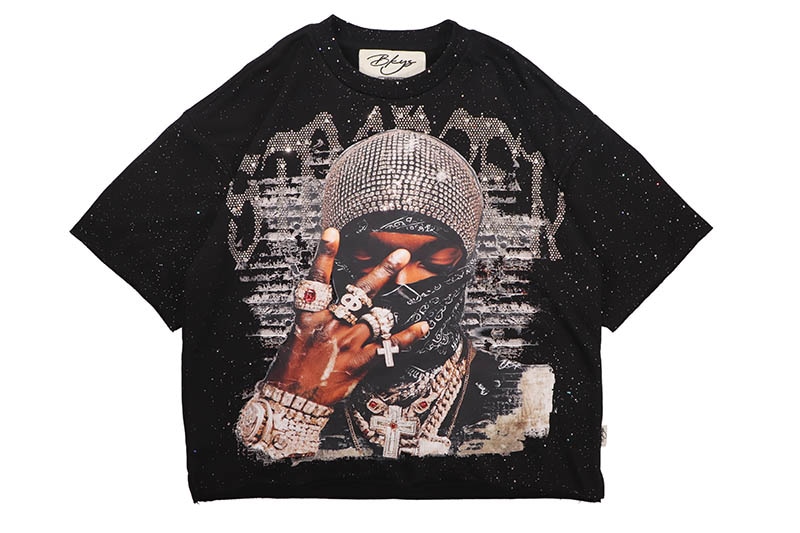 BKYS HEAVEN IN MY MIND CROPPED RHINESTONE TEE (T1487:BLACK)