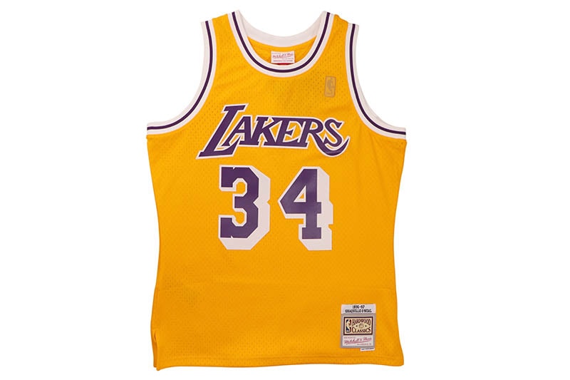 MITCHELL & NESS SWINGMAN JERSEY (LOS ANGELES LAKERS/HOME/SHAQUILLE O'NEAL/#34/1996-97:LIGHT GOLD) SMJYAC18177-LALLTGD96SON