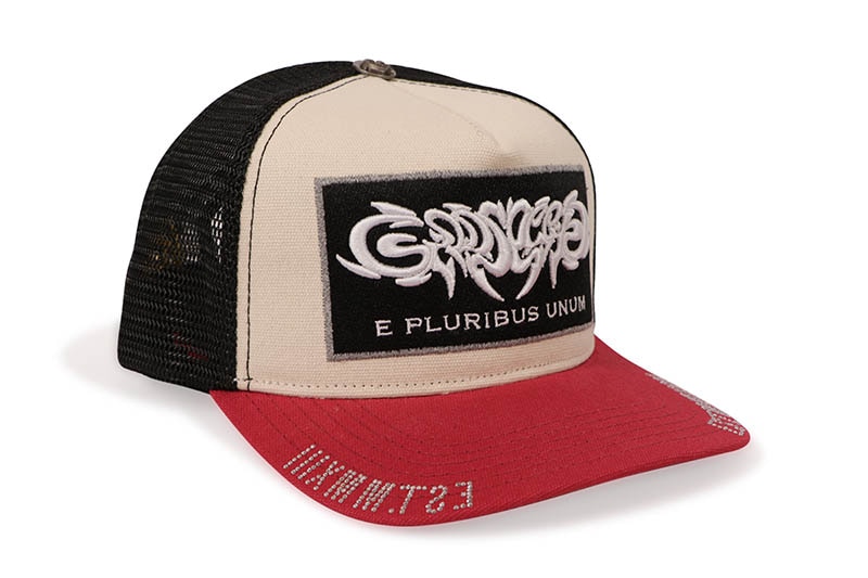 GODSPEED GS E PLURIBUS TRUCKER HAT (WHITE/RED) | Brand,G-L