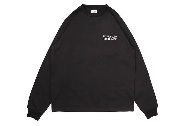 AVIREX DRAGON&CHERRY BLOSSOMS SOUVENIR L/S T-SHIRT (783-6130004-010:BLACK)