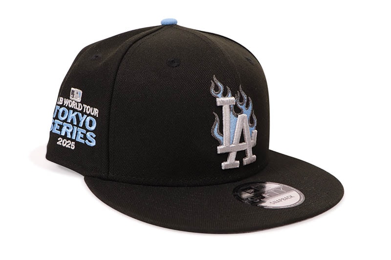 NEW ERA LOS ANGELES DODGERS FLAME LOGO 9FIFTY SNAPBACK CAP (2025 TOKYO SERIES SIDE PATCH/GREY UNDER VISOR/BLACK)