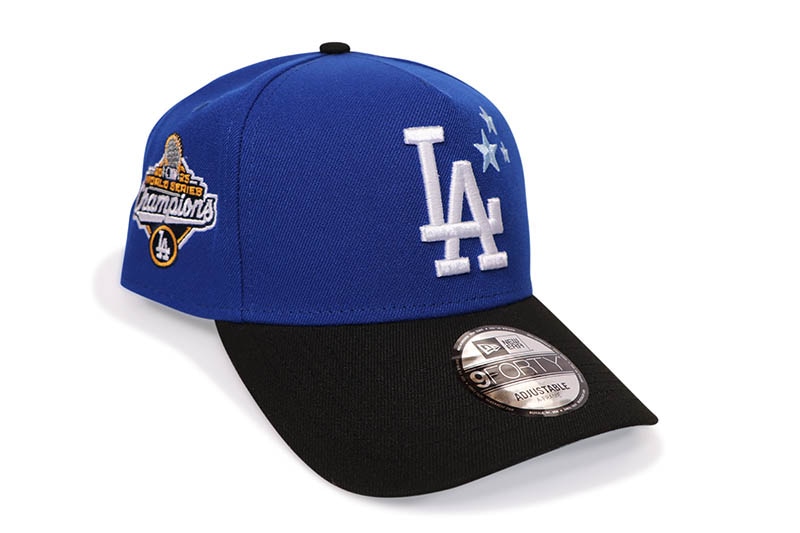 NEW ERA LOS ANGELES DODGERS 9FORTY AF ADJUSTABLE CAP (2025 WORLD SERIES CHAMPIONS SIDE PATCH/SKY UNDER VISOR/DARK ROYAL BLACK)