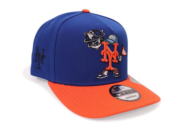 NEW ERA NEW YORK METS MLB CARTOON 9FIFTY AF SNAPBACK CAP (GREY UNDER VISOR/ROYAL ORANGE/PRE CURVED)