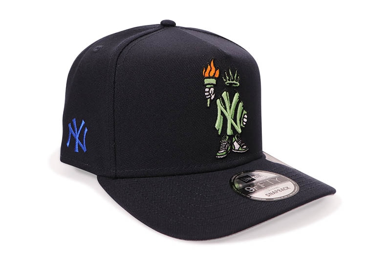 NEW ERA NEW YORK YANKEES MLB CARTOON 9FIFTY AF SNAPBACK CAP (GREY UNDER VISOR/NAVY/PRE CURVED)