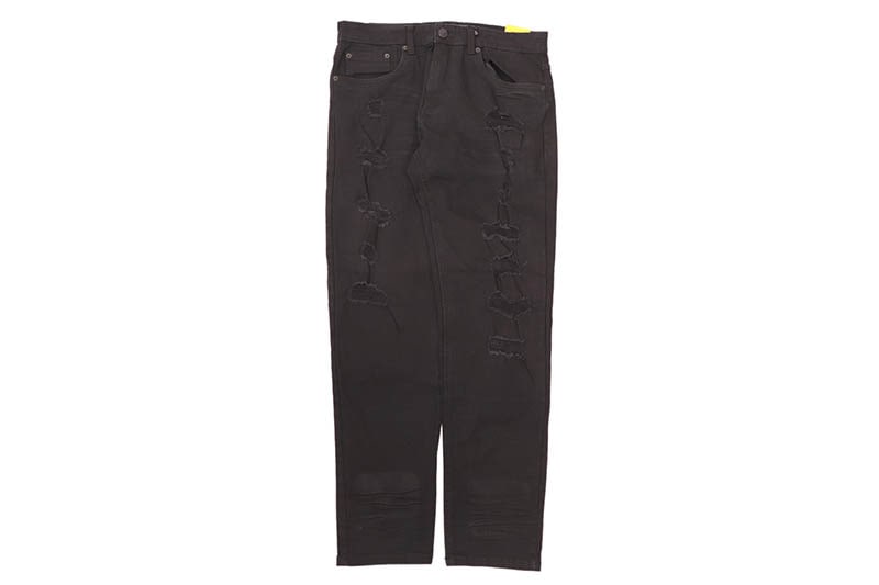SPARK SLIM STRAIGHT FIT STRETCH JEANS WITH 3D CRINKLE & REPAIR (S4405:JET BLACK)