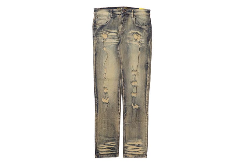 SPARK SLIM STRAIGHT FIT STRETCH JEANS WITH 3D CRINKLE & REPAIR (S4405:DARK INDIGO)