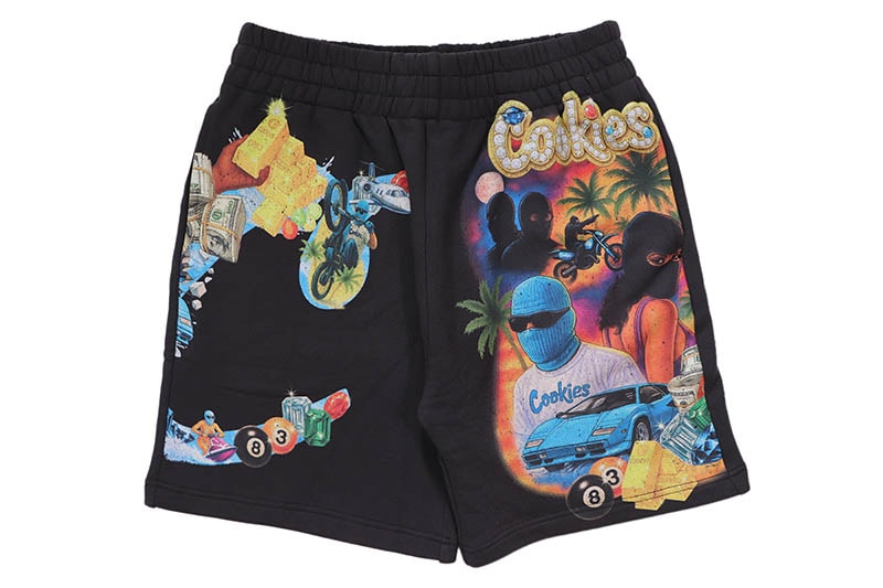 COOKIES NEW MONEY BIG C FLEECE SHORTS (BLACK) CM262BKS05