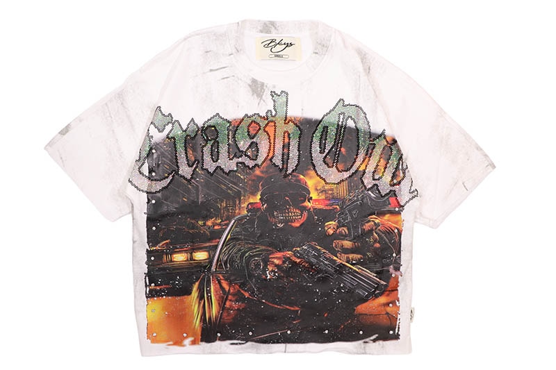 BKYS CRASH OUT FRENCH TERRY CROPPED TEE (T1433:WHITE)