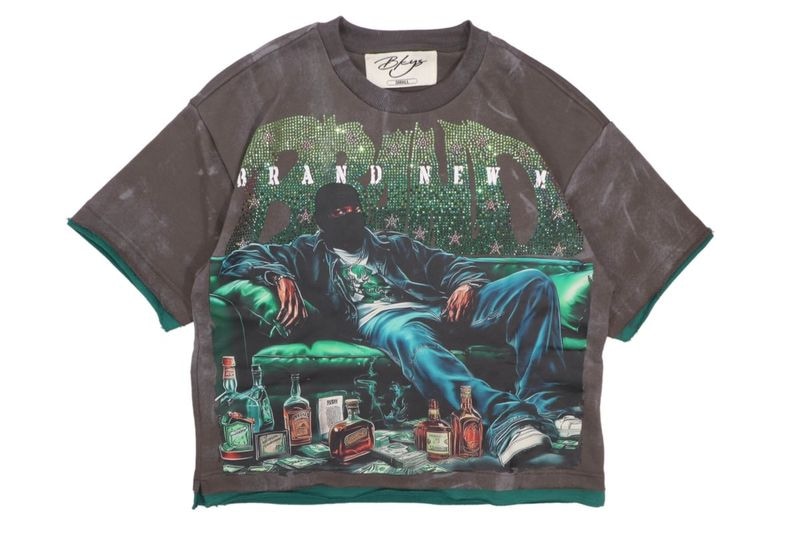 BKYS BRAND NEW ME FRENCH TERRY CROPPED TEE (T1450:CHARCOAL GREY)