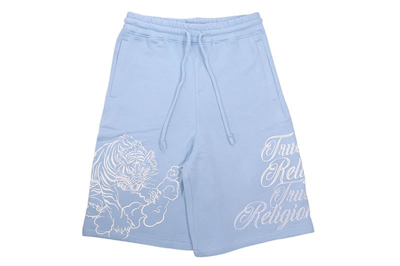 TRUE RELIGION TIGERSCRIPT MIKEY FLEECE SHORT (110337:BLUE BELL)