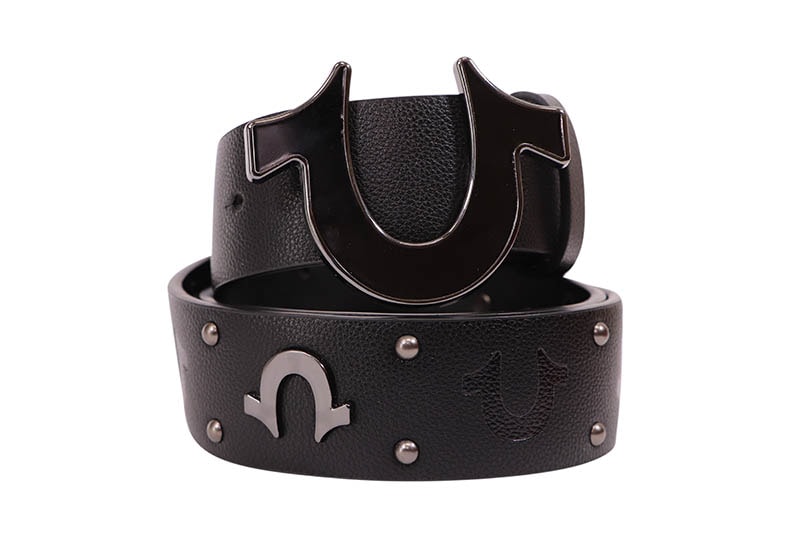 TRUE RELIGION ALL OVER HORSESHOE BELT (TR4299:JET BLACK)