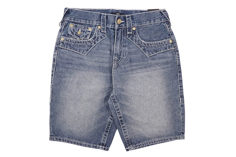 TRUE RELIGION BOBBY BIG T FLAP BAGGY SHORT (110556:SHATTERED DARK INDIGO WASH)