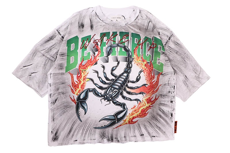 FIRST ROW BE FIERCE BURNING SCORPION CROPPED TEE (FRM1034:WHITE