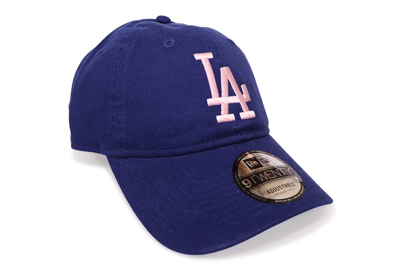 NEW ERA LOS ANGELES DODGERS 9TWENTY WASHED COTTON ADJUSTABLE CAP (DARK ROYAL/PINK) 14935445