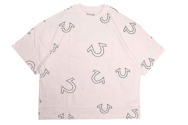 TRUE RELIGION HORSESHOE PRINT LOGO HEAVYWEIGHT OVERSIZED TEE (110224:WHITE)