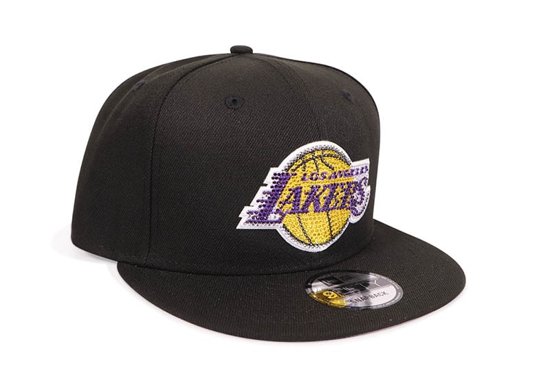 NEW ERA LOS ANGELES LAKERS 9FIFTY SNAPBACK CAP (RHINESTONE LOGO/GREY UNDER VISOR/BLACK)