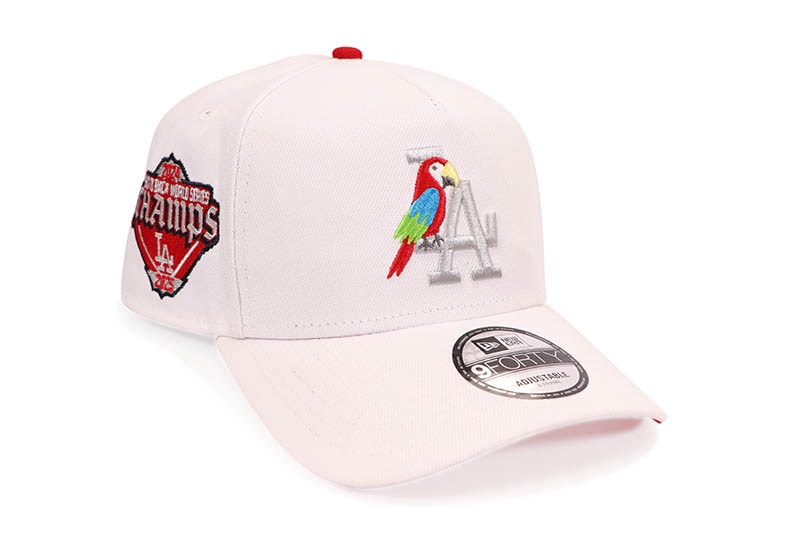 NEW ERA LOS ANGELES DODGERS 9FORTY AF ADJUSTABLE CAP (BACK TO BACK WORLD SERIES SIDE PATCH/RED UNDER VISOR/WHITE)