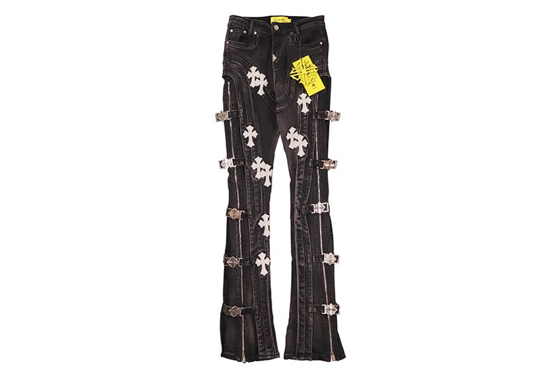 GUAPI OBSIDIAN BLACK CROSS BUCKLE DENIM (870BCBD) | Brand,G-L
