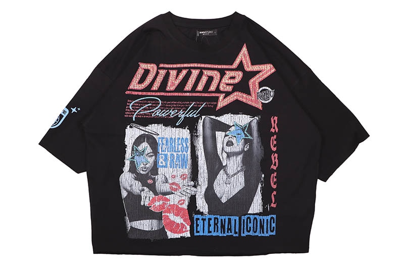 ROKU STUDIO FLY AGAIN BOXY TEE (RK1482074:WASHED BLACK)
