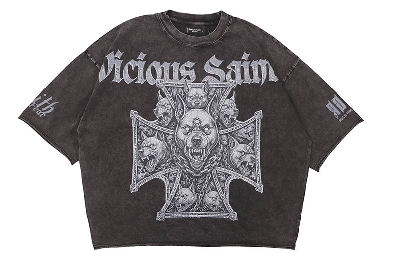 ROKU STUDIO VICIOUS SAINTS BOXY TEE (RK1482097:WASHED BLACK)