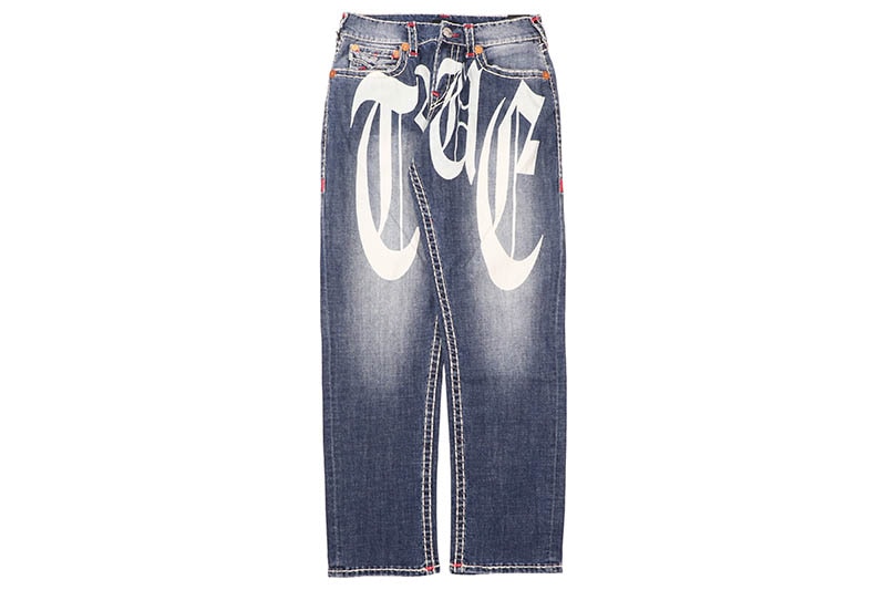 TRUE RELIGION BOBBY SUPER T GRAPHIC FLAP BAGGY JEAN 32