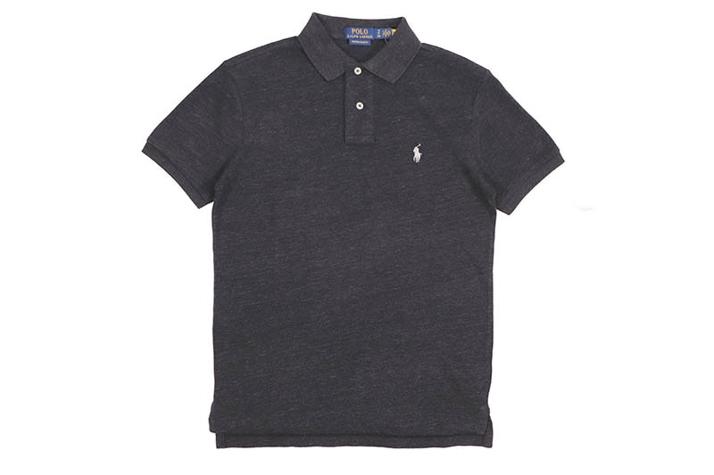POLO RALPH LAUREN CUSTOM SLIM FIT ICONIC MESH POLO SHIRT (710680784011:BLACK MARL HEATHER)