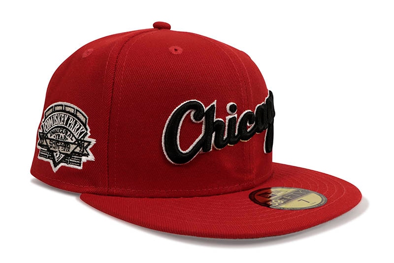 NEW ERA CHICAGO WHITE SOX 59FIFTY FITTED CAP (1991 INAUGURAL YEAR COMISKEY PARK SIDE PATCH/GREY UNDER VISOR/SCARLET) 70847657