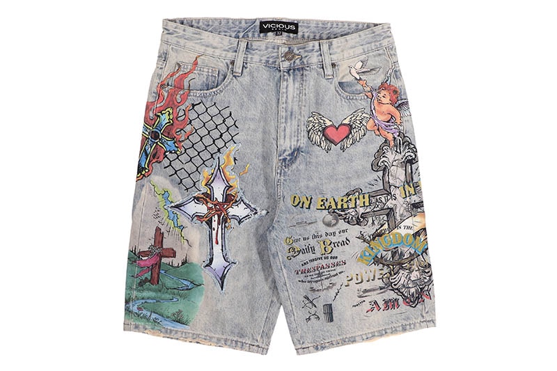 VICIOUS ON EARTH DENIM SHORTS (VC1208:LIGHT BLUE)
