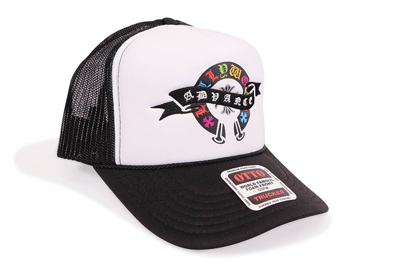 ADVANCE MULTI-COLOR ROUND TRUCKER HAT (BLACK/WHITE) ARS-1010