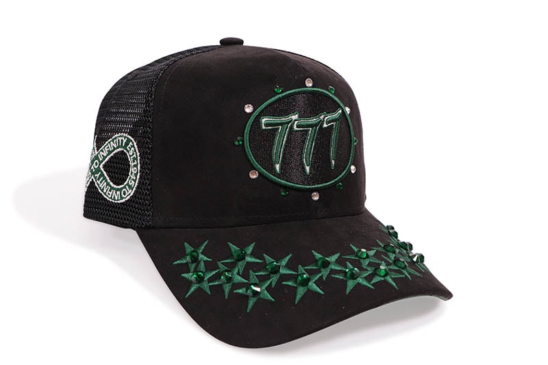 HUDSON OUTERWEAR DIAMOND 777 SUEDE TRUCKER HAT (CD0534:HUNTER GREEN)