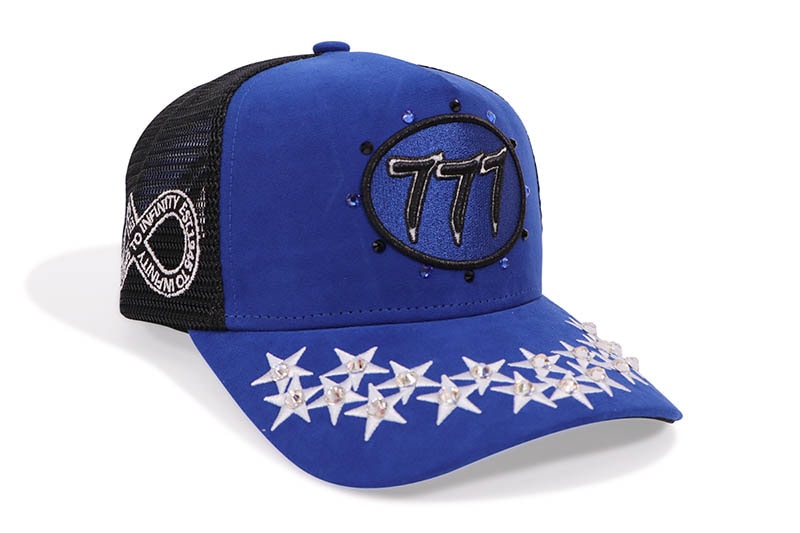 HUDSON OUTERWEAR DIAMOND 777 SUEDE TRUCKER HAT (CD0353:BLUE)