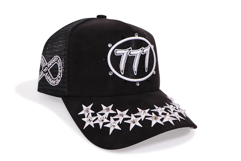 HUDSON OUTERWEAR DIAMOND 777 SUEDE TRUCKER HAT (CD0344:BLACK/WHITE)