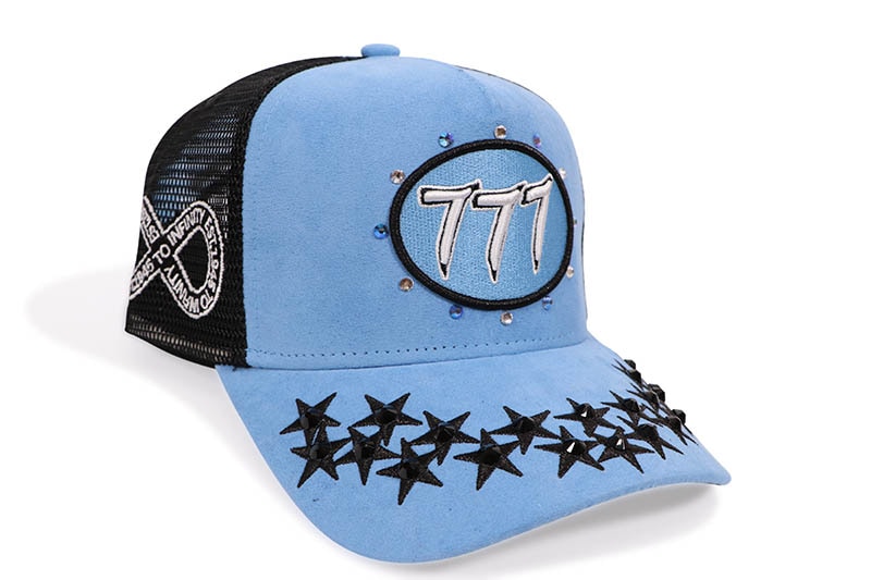 HUDSON OUTERWEAR DIAMOND 777 SUEDE TRUCKER HAT (CD0357:UNIVERSITY BLUE)