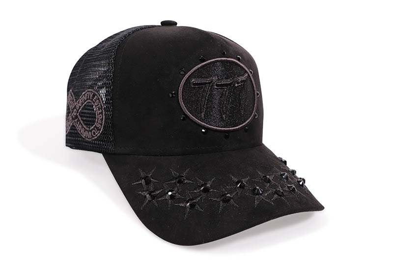 HUDSON OUTERWEAR DIAMOND 777 SUEDE TRUCKER HAT (CD0343:BLACK/BLACK)