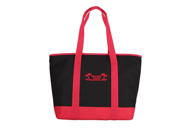 TRADER JOE'S REUSABLE INSULATED BAG BLACK RED