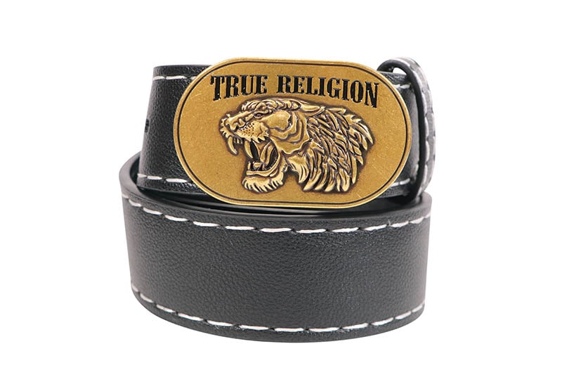 TRUE RELIGION TIGER PRINT BUCKLE BELT (TR5012:BLACK)