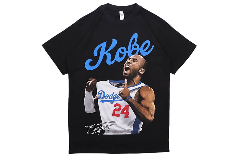 HOUSE OF TEES KOBE BRYANT DODGERS JERSEY 24 SIGNATURE T-SHIRT (BLACK)