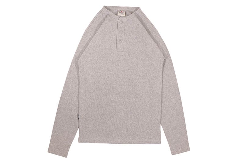 AVIREX DAILY RIB L/S HENLEY NECK T-SHIRT (783-4930020-020:GRAY) 6153482-014