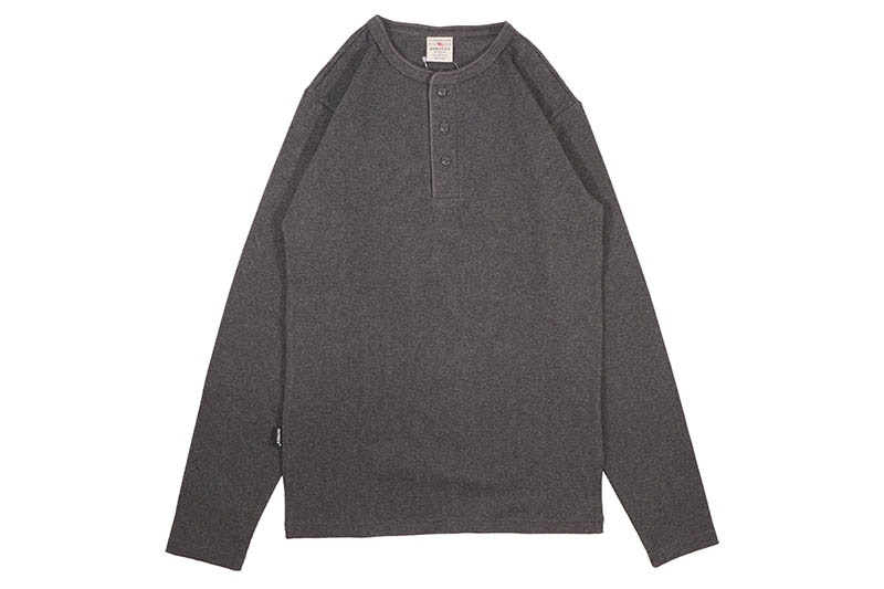 AVIREX DAILY RIB L/S HENLEY NECK T-SHIRT (783-4930020-410:CHARCOAL) 6153482-019