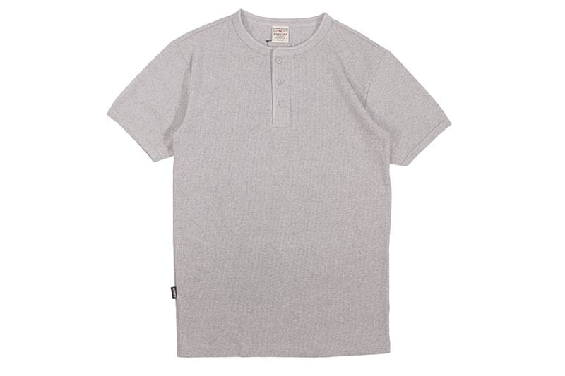 AVIREX DAILY RIB S/S HENLEY NECK T-SHIRT (783-5934007-020:GRAY) 6143504-014
