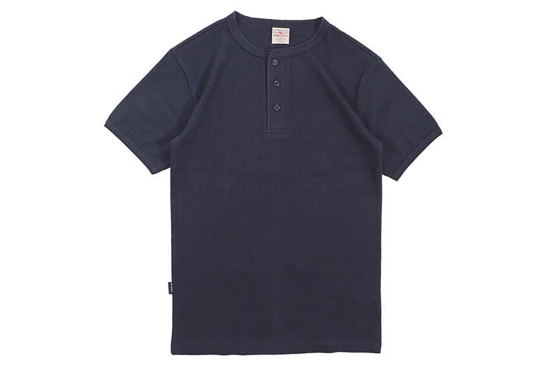 AVIREX DAILY RIB S/S HENLEY NECK T-SHIRT (783-5934007-440:ROYAL) 6143504-086